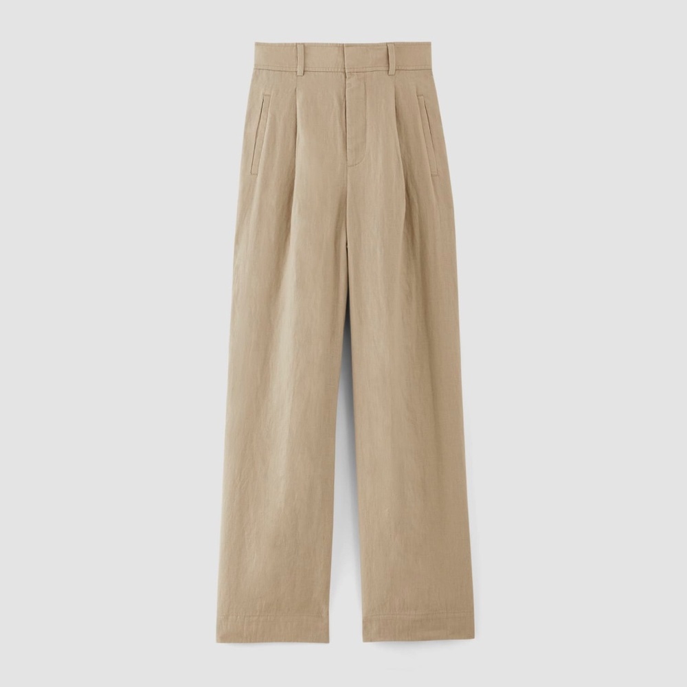 Everlane Women's Linen Way-High® Drape Pant in Khaki, Size 0, Denim/Linen